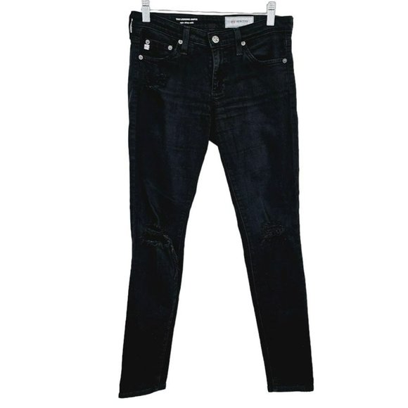 Adriano Goldschmied AGED Denim The Legging Skinny Ankle Jean 27 Black Distressed - Picture 11 of 11